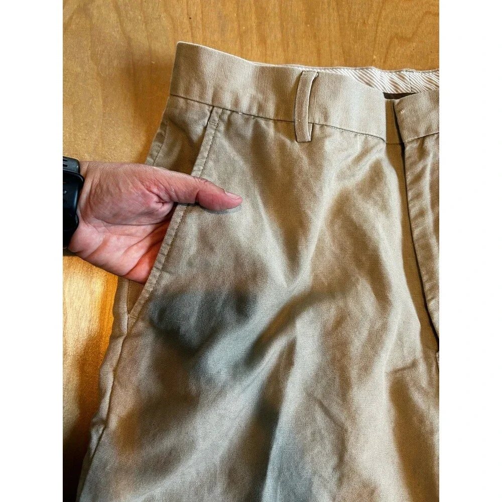 Banana Republic Flat Front Linen Blend Chino Pants Men’s 33x30 Classic Beach